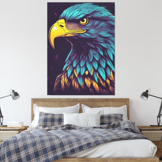 Majestic Eagle in levendige kleuren Canvas Afdruk (Insitu (Slaapkamer))