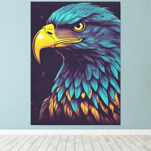 Majestic Eagle in levendige kleuren Canvas Afdruk (Insitu (Houten vloer))