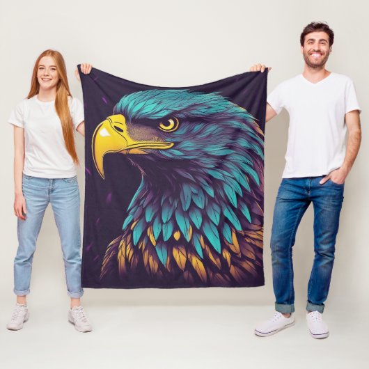 Majestic Eagle in levendige kleuren Fleece Deken (In situ)