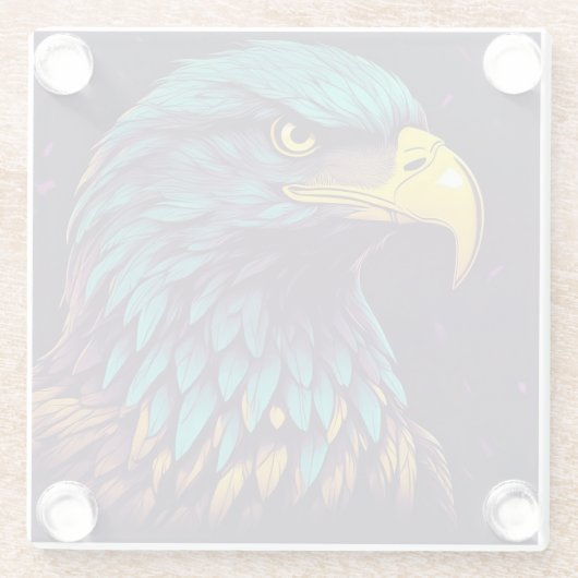 Majestic Eagle in levendige kleuren Glazen Onderzetter (Achterkant)