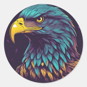 Majestic Eagle in levendige kleuren Ronde Sticker