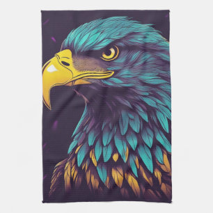 Majestic Eagle in levendige kleuren Theedoek