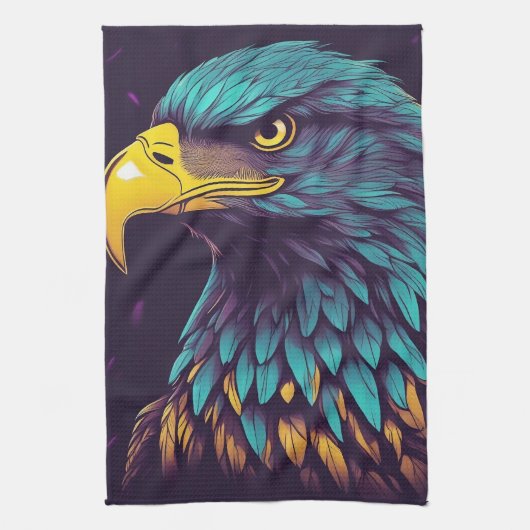Majestic Eagle in levendige kleuren Theedoek (Verticaal)