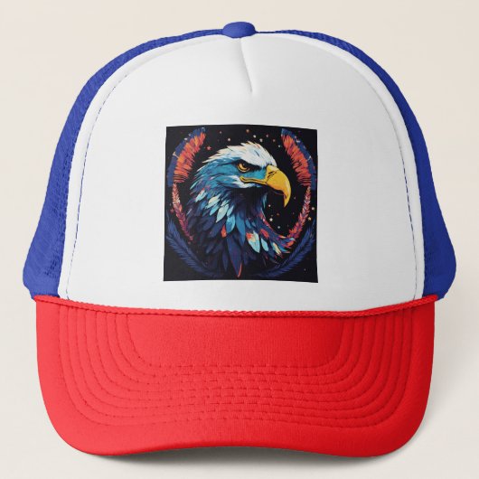 Majestic Eagle Logo op witte achtergrond Trucker Pet (Voorkant)