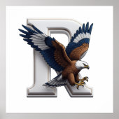 Majestic Eagle Mascot Overlapping 3D Letter R Poster (Voorkant)