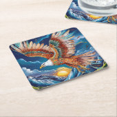 Majestic Eagle met Boho Vibes & Mountain Uitzicht Kartonnen Onderzetters (Schuin)