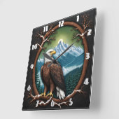 Majestic Eagle met uitzicht op besneeuwde bergen Vierkante Klok (Hoek)