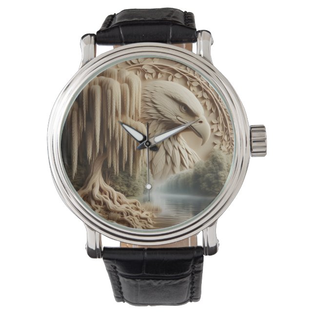 Majestic Eagle met uitzicht op Serene Lake Horloge (Voorkant)
