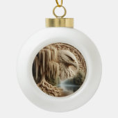 Majestic Eagle met uitzicht op Serene Lake Keramische Bal Ornament (Voorkant)