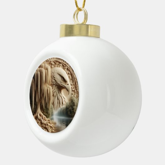 Majestic Eagle met uitzicht op Serene Lake Keramische Bal Ornament (Rechts)
