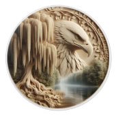 Majestic Eagle met uitzicht op Serene Lake Keramische Knop (Voorkant)