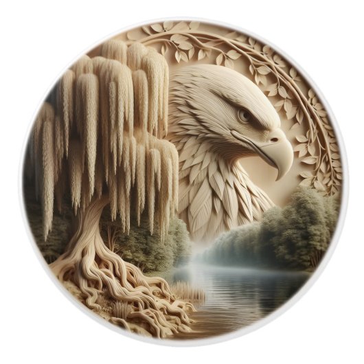 Majestic Eagle met uitzicht op Serene Lake Keramische Knop (Voorkant)