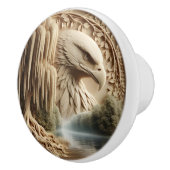 Majestic Eagle met uitzicht op Serene Lake Keramische Knop (Rechts)