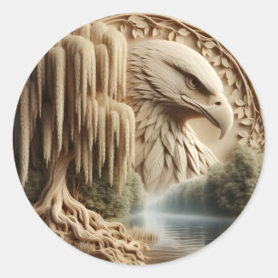 Majestic Eagle met uitzicht op Serene Lake Ronde Sticker