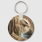 Majestic Eagle met uitzicht op Serene Lake Sleutelhanger (Voorkant)