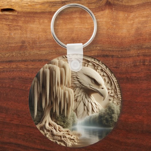 Majestic Eagle met uitzicht op Serene Lake Sleutelhanger (Achterkant)