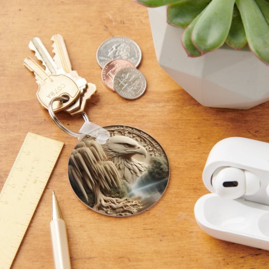 Majestic Eagle met uitzicht op Serene Lake Sleutelhanger (Bureau)