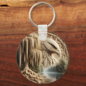 Majestic Eagle met uitzicht op Serene Lake Sleutelhanger (Voorkant)