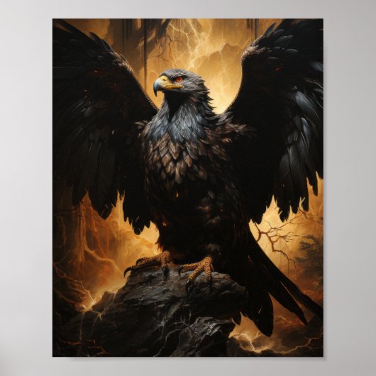 Majestic Eagle Mezzotint Art Poster (Voorkant)