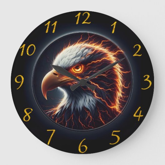 Majestic Eagle omarmd door Fiery Flames Grote Klok (Voorkant)