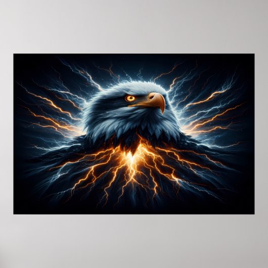 Majestic Eagle omhelzende bliksem Poster (Voorkant)