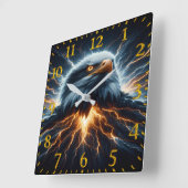 Majestic Eagle omhelzende bliksem Vierkante Klok (Hoek)