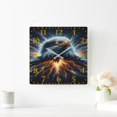 Majestic Eagle omhelzende bliksem Vierkante Klok (Huis)