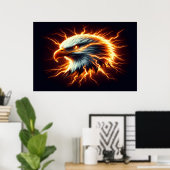 Majestic Eagle overspoeld in vlammen Poster (Thuiskantoor)
