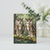 Majestic Eagle Owls Forest Perch Briefkaart (Staand voorkant)