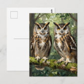 Majestic Eagle Owls Forest Perch Briefkaart (Voorkant / Achterkant)