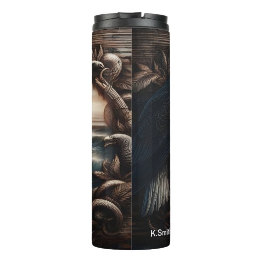 Majestic Eagle Perched Ocean Lijst Thermosbeker (Achterkant)