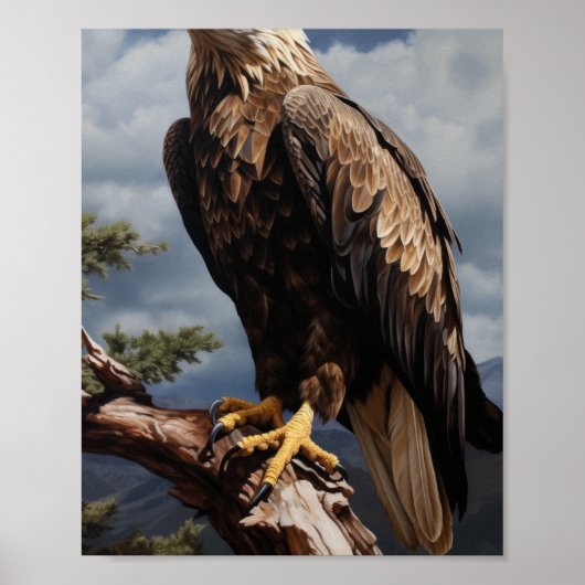 Majestic Eagle Perched op Tree Branch Poster (Voorkant)