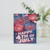 Majestic Eagle Soaring 4 juli Vuurwerk Feestdagenkaart (Staand voorkant)