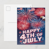 Majestic Eagle Soaring 4 juli Vuurwerk Feestdagenkaart (Voorkant / Achterkant)