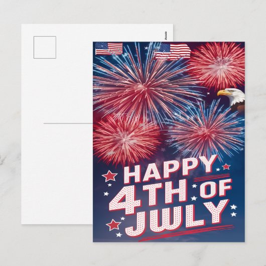 Majestic Eagle Soaring 4 juli Vuurwerk Feestdagenkaart (Voorkant / Achterkant)