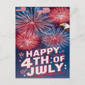 Majestic Eagle Soaring 4 juli Vuurwerk Feestdagenkaart (Voorkant)