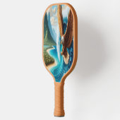 Majestic Eagle stijgt boven de oceaan Pickleball Paddle (Links)