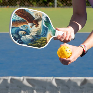 Majestic Eagle stijgt boven kristalwater Pickleball Paddle