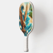 Majestic Eagle stijgt boven strand Pickleball Paddle (Links)