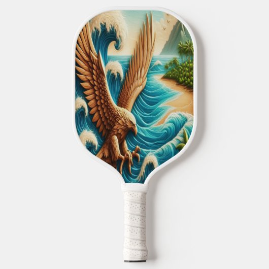 Majestic Eagle stijgt boven strand Pickleball Paddle (Voorkant)