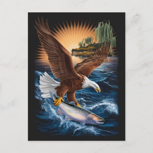 Majestic Eagle stijgt boven vissen hieronder Briefkaart (Voorkant)