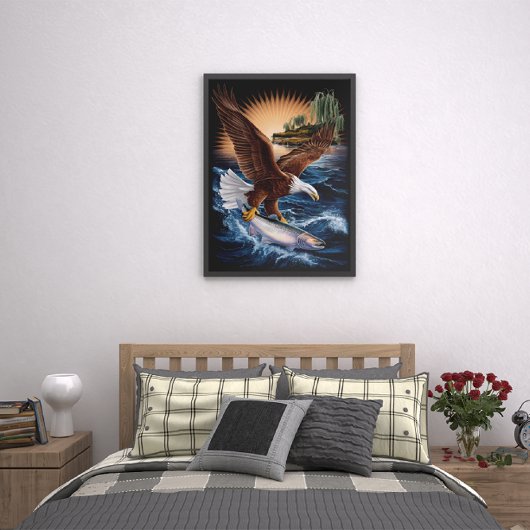 Majestic Eagle stijgt boven vissen hieronder Poster