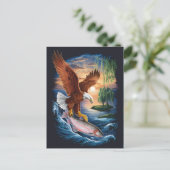 Majestic Eagle stijgt over een vis Briefkaart (Staand voorkant)