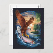 Majestic Eagle stijgt over een vis Briefkaart (Voorkant / Achterkant)