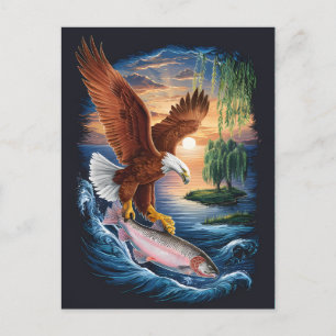 Majestic Eagle stijgt over een vis Briefkaart