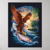 Majestic Eagle stijgt over een vis Poster (Voorkant)