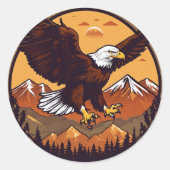 Majestic Eagle Sunset Flight Ronde Sticker (Voorkant)