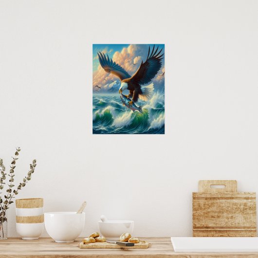 Majestic Eagle Swooping Down to Catch Fish 16x20 Poster (Keuken)