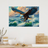 Majestic Eagle Swooping Down to Catch Fish 20x16 Poster (Keuken)