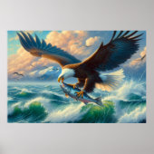 Majestic Eagle Swooping Down to Catch Fish 20x16 Poster (Voorkant)